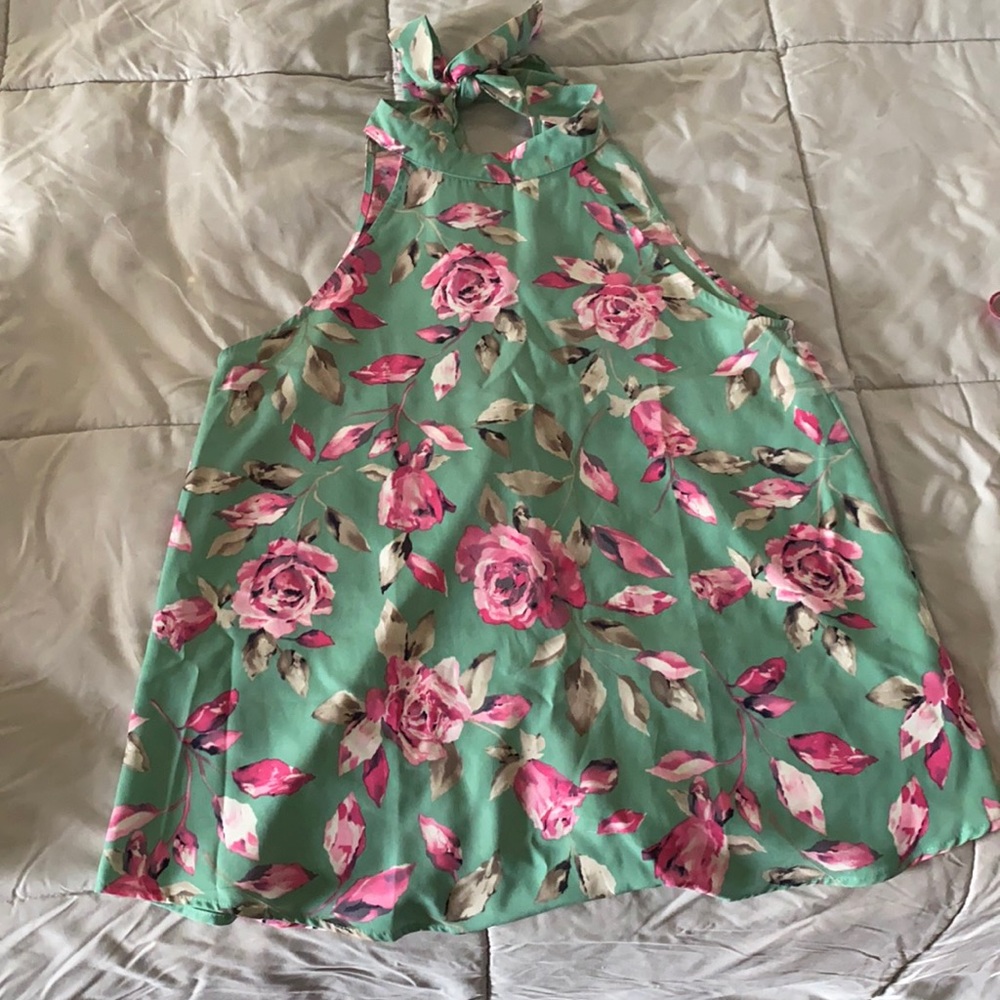 Floral Neck Tie Tank